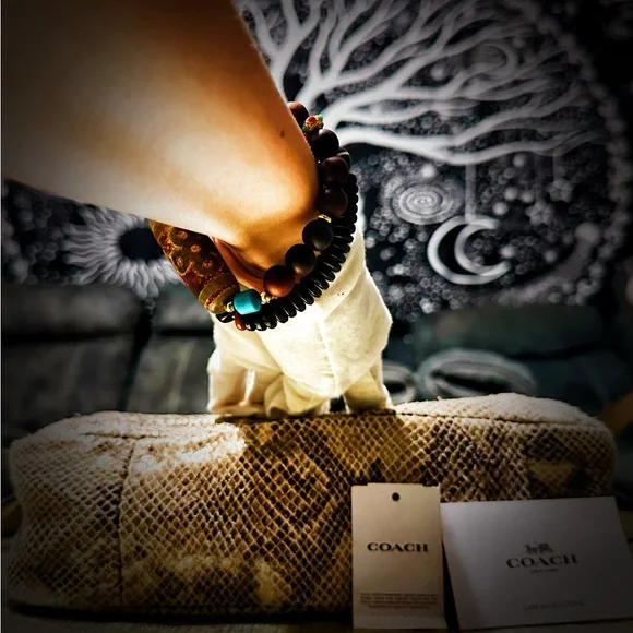 Vintage style Y2K Coach Tan Snake Print Women's Bag crossbody purse handbag - Picture 16 of 17